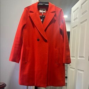BCBGeneration Vibrant Red Double-Breasted Pea Coat